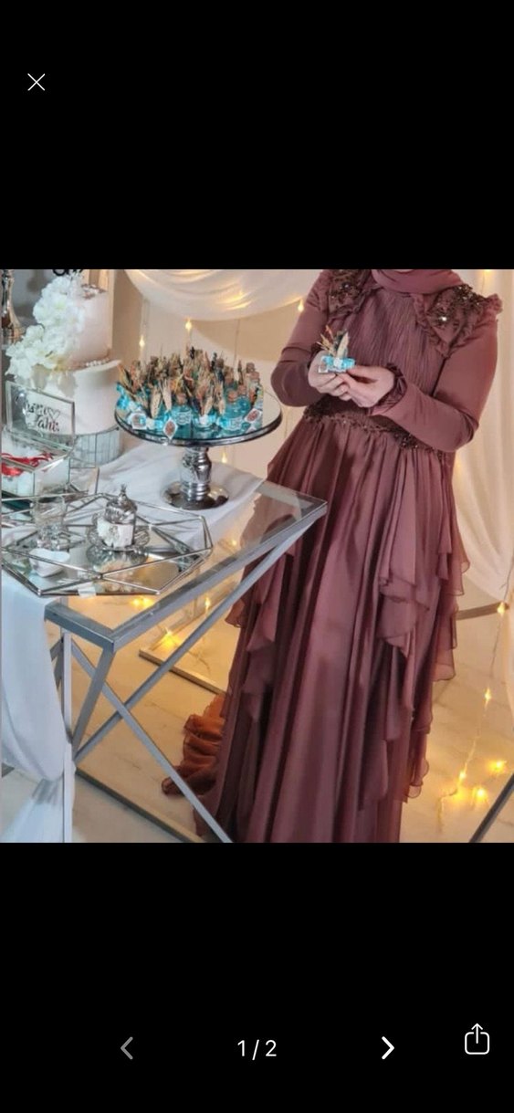 Uzun Kollu Bej Bohem Salaş Abiye - Görsel 2