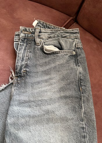 s Beden Gri Düğmeli Kadın Denim Pantolon