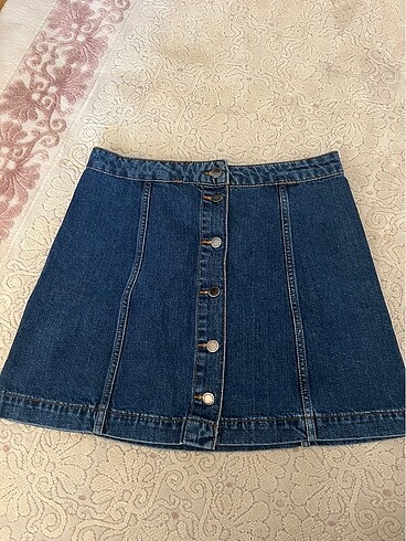 Topshop Önden Düğmeli Kot Etek