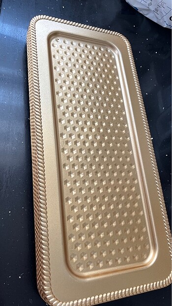 Dikdörtgen gold tepsi