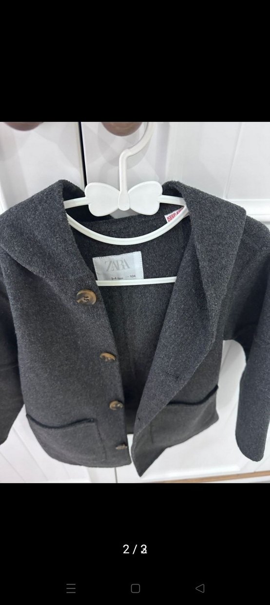 Gri Erkek Çocuk Yün Düğmeli Kaban - Görsel 2