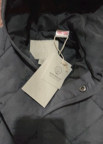 Zara Kapüşonlu Gri Düğmeli Çocuk Mont - Görsel 3