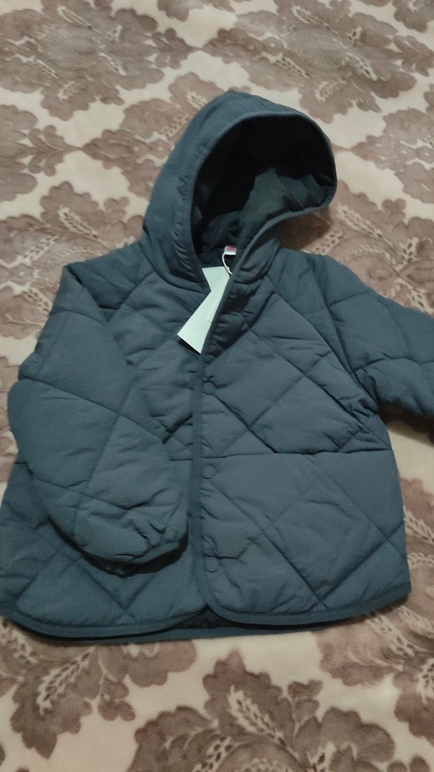 Zara Kapüşonlu Gri Düğmeli  Çocuk Mont - Görsel 4