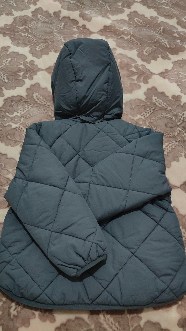 Zara Kapüşonlu Gri Düğmeli  Çocuk Mont - Görsel 5