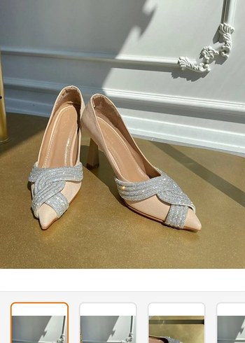 Bej Stiletto Topuklu Kadın Abiye Ayakkabı - Görsel 3