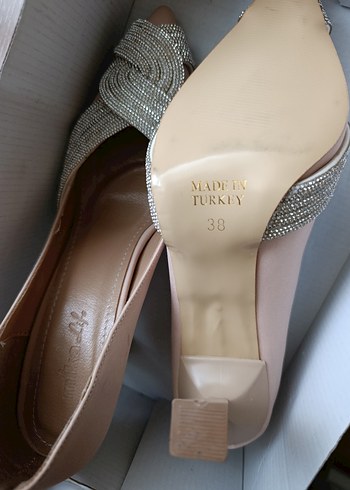 Bej Stiletto Topuklu Kadın Abiye Ayakkabı - Görsel 5
