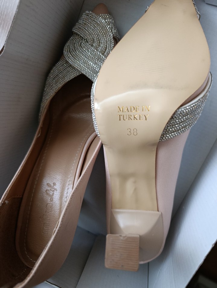 Bej Stiletto Topuklu Kadın Abiye Ayakkabı - Görsel 5