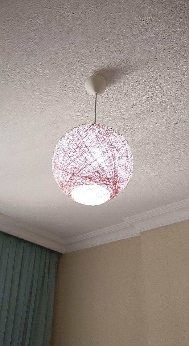 Pembe İp Detaylı Yuvarlak Tavan Lambası - Görsel 3