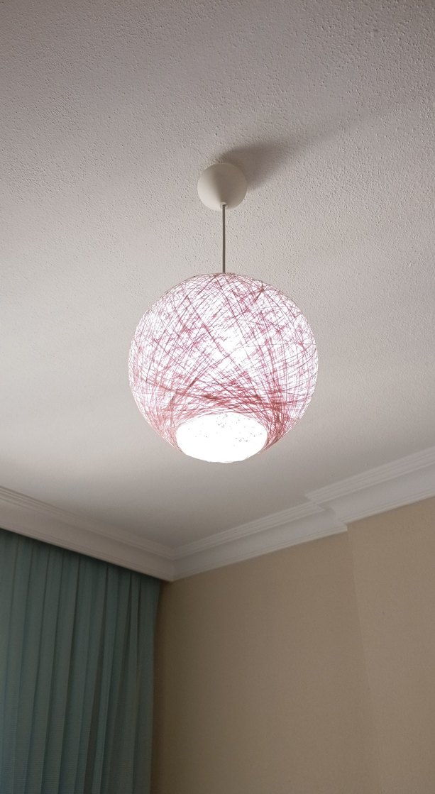Pembe İp Detaylı Yuvarlak Tavan Lambası - Görsel 2