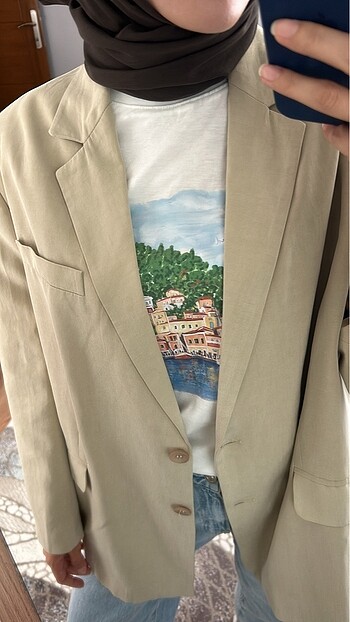 m Beden ten rengi Renk Manuka Blazer Ceket