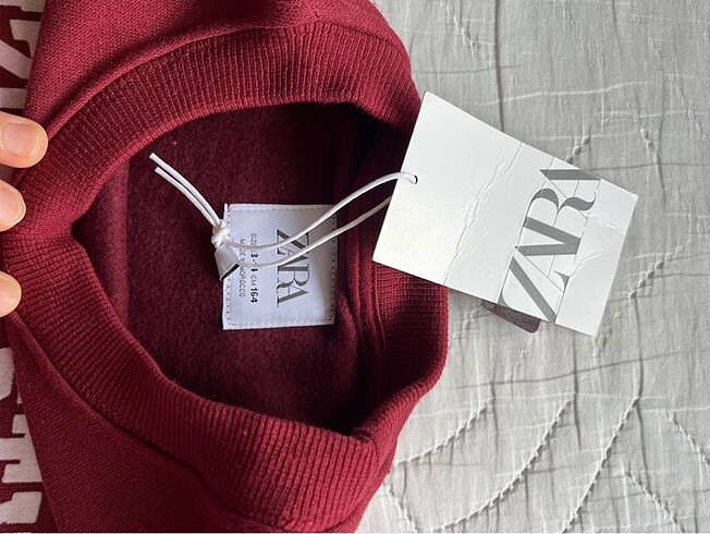 13-14 Yaş Beden bordo Renk Etiketli Zara Sweatshirt