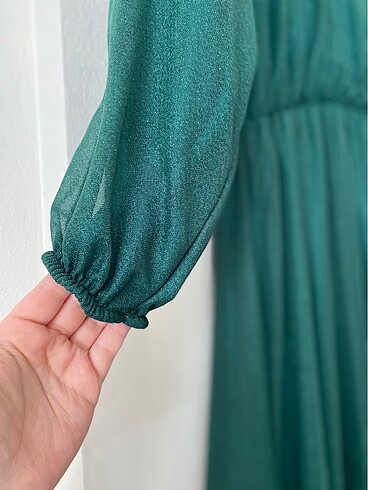 40 Beden yeşil Renk Tesettür Elbise