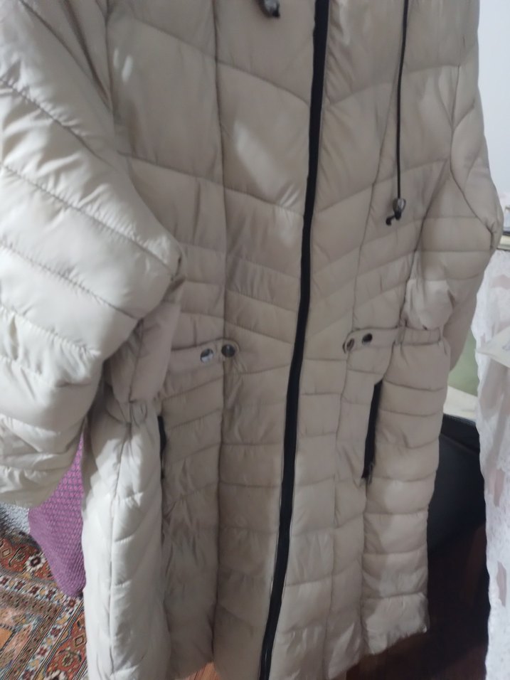 Fermuarlı Beyaz Kadın Kış Montu - Görsel 5