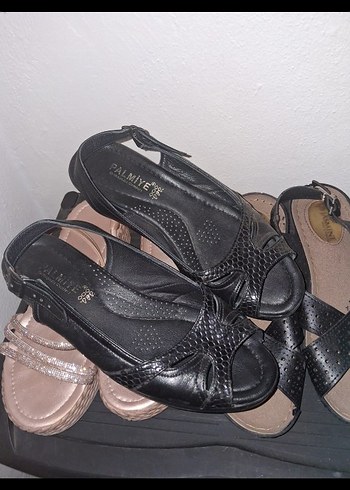 Siyah Yılan Desenli Dolgu Topuklu Kadın Sandalet - Görsel 6