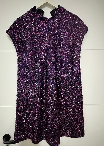 Parlak Mor Midi Abiye Elbise - Görsel 2