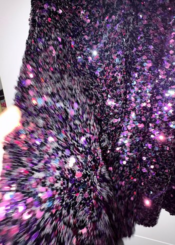 Parlak Mor Midi Abiye Elbise - Görsel 3