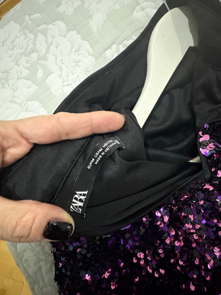 Parlak Mor Midi Abiye Elbise - Görsel 4