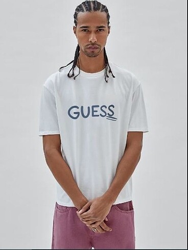 Guess bisiklet yaka pamuk kumaş tshirt
