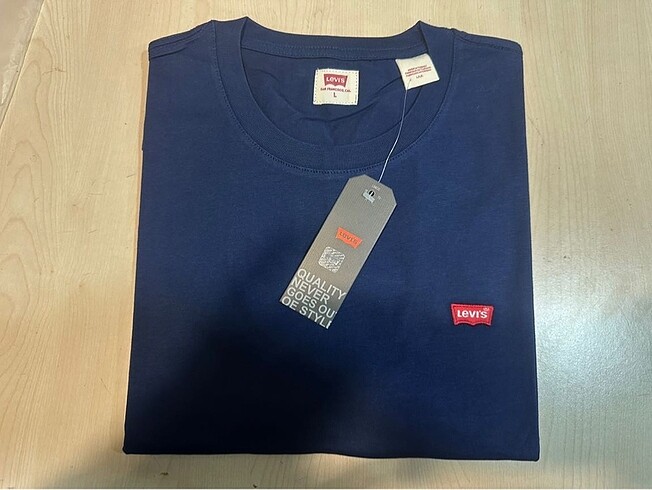 s Beden lacivert Renk Levis bisiklet yaka pamuk kumaş tshirt