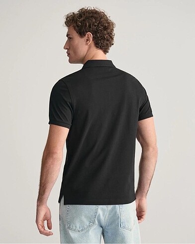 m Beden siyah Renk Gant polo yaka pamuk pike kumaş tshirt
