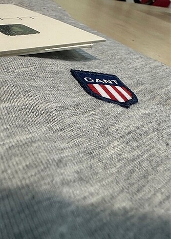 l Beden gri Renk Gant bisiklet yaka pamuk kumaş tshirt