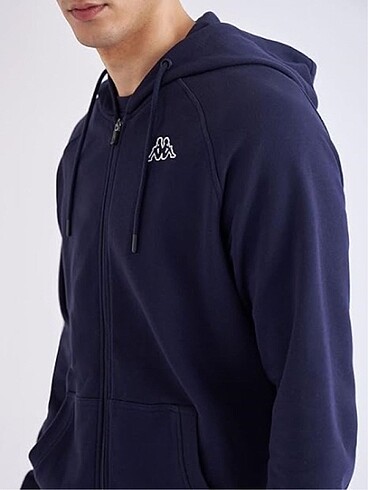 Kappa kapüşonlu cepli düz sweatshirt