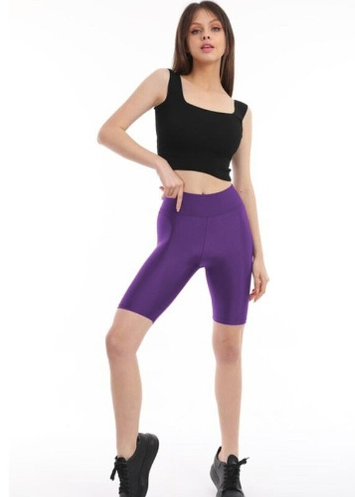 Disko tayt mor renk diz üstü kesim ithal - Görsel 2