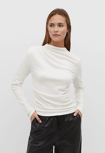 Stradivarius beyaz pmk bel büzgülü sweat