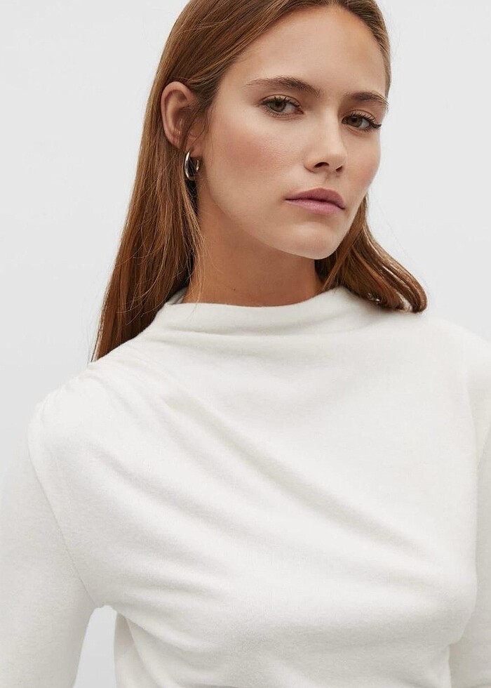 Stradivarius beyaz pmk bel büzgülü sweat - Görsel 3