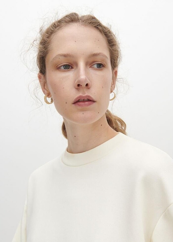 Reserved ekru renk Yüzde 100 pamuk sweat - Görsel 2