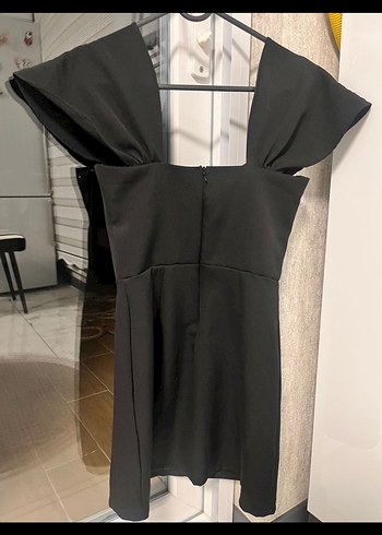 Siyah Mini Straplez İşlemeli Elbise - Görsel 7