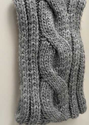 Gri Örgü Saç Bandı - Görsel 3