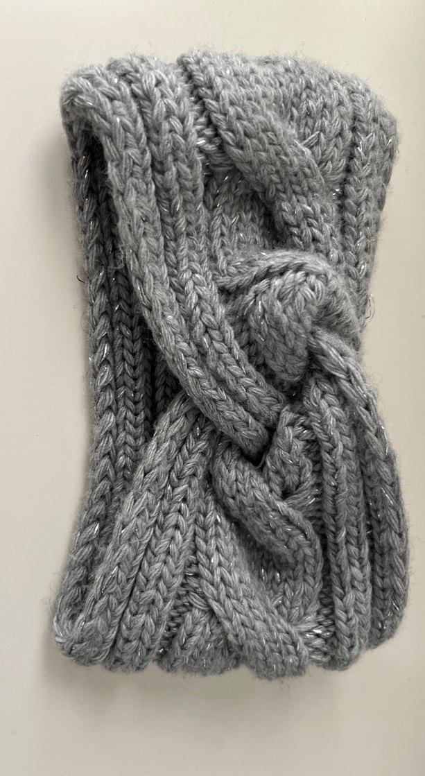 Gri Örgü Saç Bandı - Görsel 2