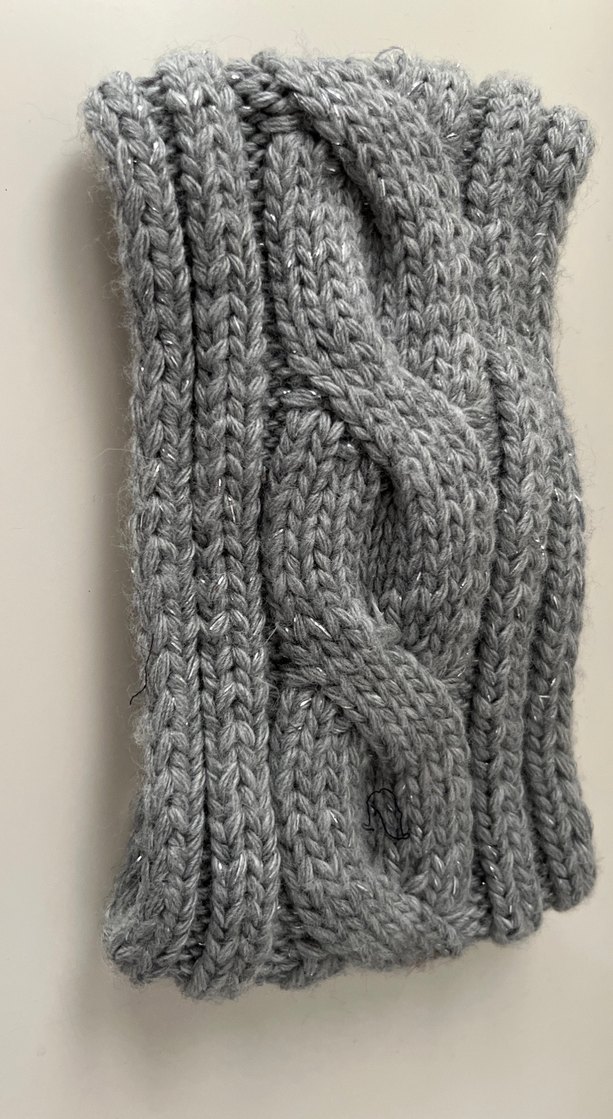 Gri Örgü Saç Bandı - Görsel 3