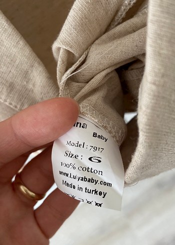 Kız Çocuk Keten Bej Düğmeli Ceket - Görsel 3