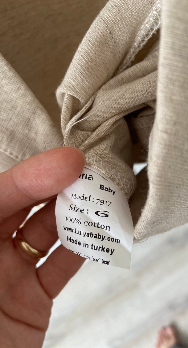 Kız Çocuk Keten Bej Düğmeli Ceket - Görsel 3