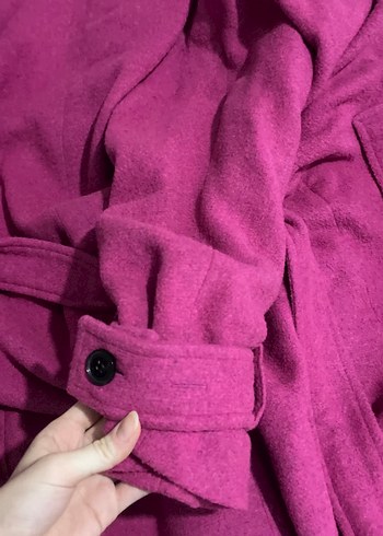 Pembe Midi Düğmeli Kadın Kaban - Görsel 5