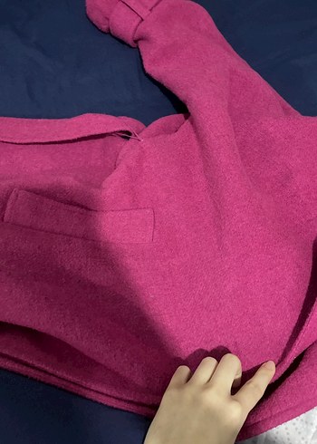 Pembe Midi Düğmeli Kadın Kaban - Görsel 7