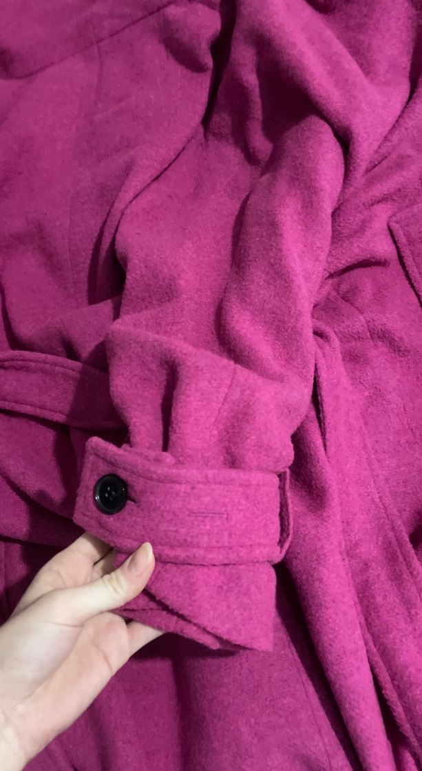 Pembe Midi Düğmeli Kadın Kaban - Görsel 5