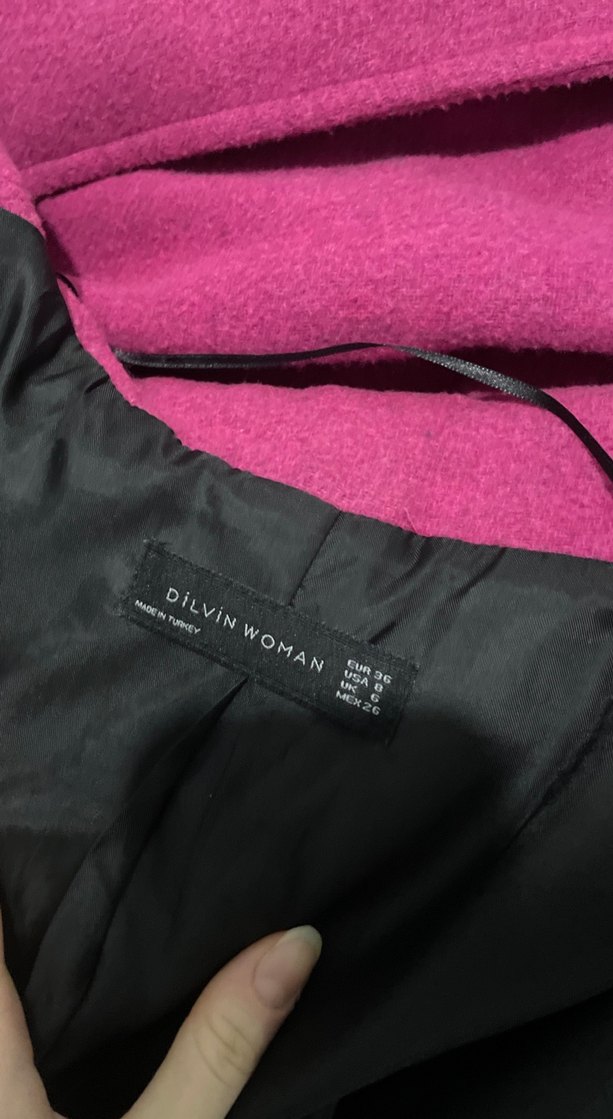 Pembe Midi Düğmeli Kadın Kaban - Görsel 2