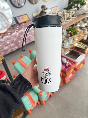 Büyük boy köpek desenli tasaeım mug termos