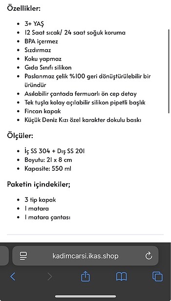 Beden ÇANTALI PASLANMAZ ÇELİK ÇOCUK SULUK