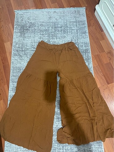 l Beden kahverengi Renk Yazlık fırfırlı pantolon