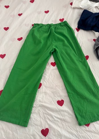 Yeşil Pamuklu Bol Kesim Midi Kadın Pantolon - Görsel 5