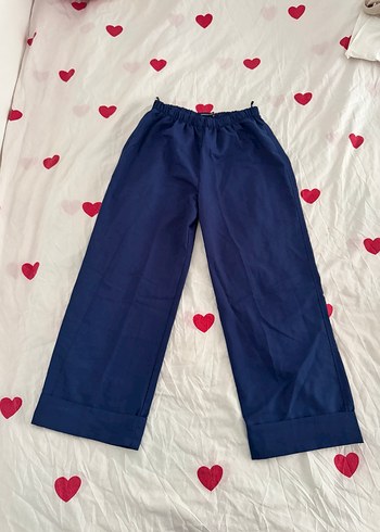 Mavi Midi Pamuk Kadın Pantolon - Görsel 2