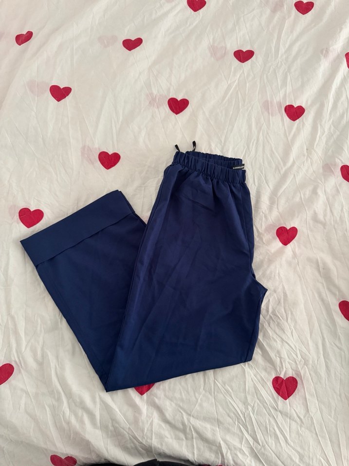 Mavi Midi Pamuk Kadın Pantolon - Görsel 3