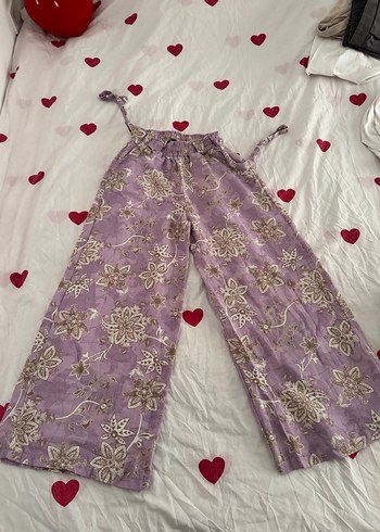 Dantel Detaylı Bohem Mor Pantolon - Görsel 2