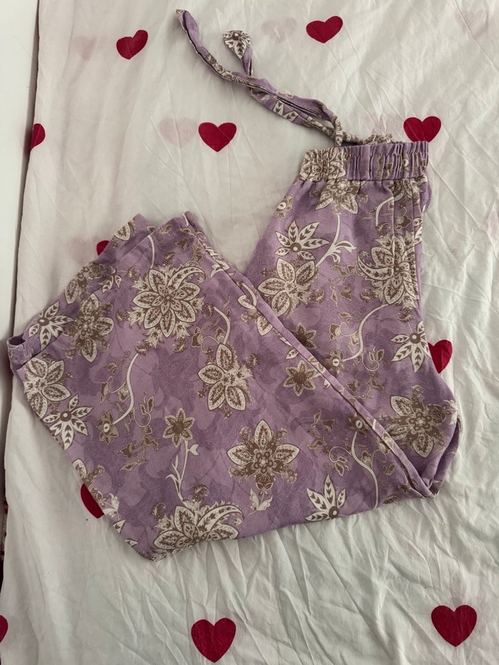 Dantel Detaylı Bohem Mor Pantolon - Görsel 3