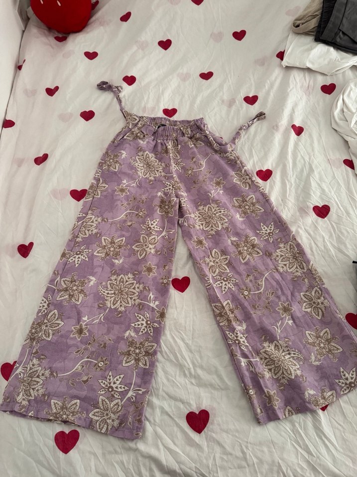 Dantel Detaylı Bohem Mor Pantolon - Görsel 2