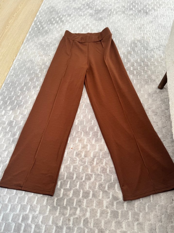 Kahverengi Kadın Kumaş Pantolon Rahat Kesim - Görsel 2